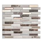 Smart Tiles - Peel and Stick Backsplash - Milenza Genoa Beige, Brown, Marble, Grey, Travertine Stone - 4 Sheets of 10.20" x 9.00" - 3D Stick on Tiles for Kitchen and Bathroom Backsplashes