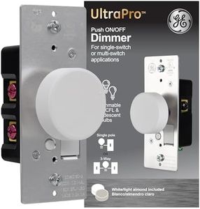 General Electric Almond, GE, 3-Way Dimmer Switch, Push On/Off, Rotating, Use with Dimmable LED and CFL and Incandescent Bulbs, Includes Two Knob Colors, UL Listed, White/Light, 18020, 1 Pack