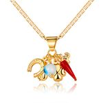 Barzel 18K Gold Plated Luck Charms Necklace With Mariner Chain – Made In Brazil, 18 Inches, Brass, No Gemstone