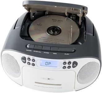 Reflexion CD Player with Cassette and Radio for Mains and Battery Operation (PLL FM Radio, LCD Display, AUX Input, Headphone Jack), White/Grey, RCR2260