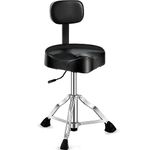 Sintuff Drum Throne with Backrest Padded Hydraulic Drum Chair Height Adjustable Drum Stool with Stable Bass Comfortable Memory Foam Drum Seat for Adult Drummers Guitar Players, Black