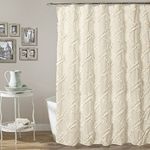 Lush Decor Riuffle Diamond Shower Curtain, 72" x 72", Ivory