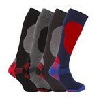 Bonjour 4 Pairs of Mens High Performance Thermal Ski Socks Multi BIG FOOT Size 11-14