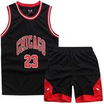 FUTERLY Kids Boy Basketball Kit - 2-Piece Basketball Top Boys Set - Sleeveless Basketball Outfit Kids Boy - Cool Basketball Jersey kit Gifts for 4 5 6 7 8-14 Years Old Boys Kids,Black(XXL,170)