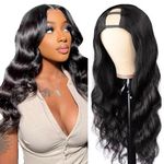 Body Wave U Part Wig Human Hair For Women Brazilian Virgin Human Hair No Glue Wig Human Hair 2x4 Upart Human Hair Wig 150% Density Natural Color 24 Inch