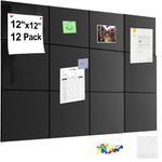 Large Cork Board Alternative - 12 Pack Felt Bulletin Board,Notice Boards with Removable Adhesive Tabs,Pin Board Wall Tiles with 60 Pins for Office,Home,Cork Boards for Walls