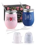 Mom and Dad Gift from Daughter Son, Parents Best Gifts for Anniversary Birthday from Duaghter, Father's Day Gift for Dad Grandpa Insulated Tumbler, Travel Mug Thank You Gift Idea for Parents