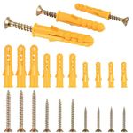 BEANPRECOY 100 Pcs Screws and Wall Plugs Set, M6/M8/M10 Drywall Plastic Anchors and Self Tapping Screws, Heavy Duty Fixings Screws and Wall Expansion Anchors Plugs Kit for Brick, Concrete, Masonry