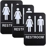 Excello Global Products Plastic Restroom Sign: Easy to Mount with Braille (ADA Compliant), Great for Business - 6"x9", Unisex, Pack of 3