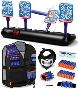 Lehoo Castle Electronic Shooting Target for Nerf Gun Foam, Digital Target 4 Dart, Tactical Vest Kit for Boys and Girls