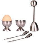 Egg Cutter Topper Set Egg Cracker for Soft & Hard Boiled Eggs Include 2 Egg Cups, 2 Spoons, 1 Topper Cutter Peeler Eggs Opener