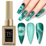 THR3E STROKES Cat Eye Gel Nail Polish 15ml Gel Polish Soak Off U V LED Nail Lamp 1 Color Silver Shimmer Velvet Gel Nail Polish Nail Art Manicure Salon DIY Home (99 CAT EYE GREEN)