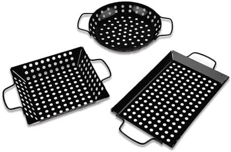 waykea Non-Stick Grill Basket Set, 3-Piece BBQ Accessory Set Wok Pan Grill Vegetable Idea