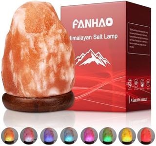 FANHAO Himalayan Salt Lamp with 7 Colors Changing, USB Crystal Salt Rock Lamp Night Light for Home Décor Holiday Gifts - Hand Carved, LED Bulb and Real Rubber Wood Base