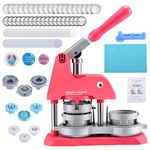 Button Maker Machine Pin Badge Maker Multiple Sizes 25+32+58 mm VIHBRAI DIY Custom Metal Badge Press Kit with 300 Sets Button Making Supplies & Circle Cutter (Rose Powder)