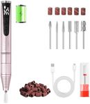 Makartt Cordless Nail Drill - 14PCS Electric Nail File Professional 35000 Portable Electric Nail Drill Machine Kit Nail File for Acrylic Gel Nails with Nail Drill bits Bits Sanding Bands Pink