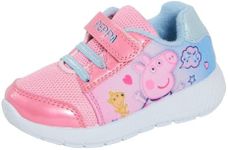 Peppa Pig Girls Trainers Glitter Sports Sneakers Casual Summer Shoes, Pink Blue, 6 UK Child