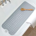 TreeBud Extra Long Bathtub Mats for Shower Tub - Non-Slip Bath Mat Shower Mat with Suction Cups, Bath Tub Mat for Bathroom with Machine Washable, BPA Free for Kids (Grey)