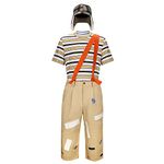 LIKUNGOU Mens El Chavo Cosplay Costume Set 80s Vintage Outfit T-shirt, Trousers and Hat for Halloween Carnival Party Role Play Casual Wear (L)