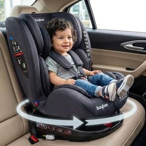 Baybee Convertible ISOFIX Car Seat for Baby 360° Rotatable Kids Car Seat for 0 to 12 Years with 5 Point Safety Harness, 3 Recline Positions & Adjustable Headrest | ECE R44/04 Safety Certified (Black)