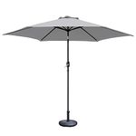 Green Bay 2.5M Round Garden Parasol Umbrella Outdoor Sun Shade for Patio/Beach/Pool Umbrellas with Winding Crank and 38mm Tilt Pole - Grey + Parasol Base