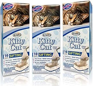 Alfapet Kitty Cat Pan Disposable, Sifting Liners- 10-Pack + 1 Transfer Liner-For Large, X-Large, Giant, Extra-Giant Size Litter Boxes-Included Rubber Band for Firm, Easy Fit - Pack of 3