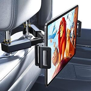 LISEN Tablet iPad Holder for Car Mount Headrest Must Have, iPad Car Holder Back Seat Travel Accessories Long Road Trip Essentials for Kids Black