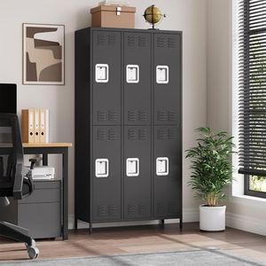 GAOMON 6 Doors Employee Lockers for Office, Metal Sorage Locker Combination, Lockable Employees Metal Locker with Door, Industrial Storage Lockers for Home, School, Gym (6 Doors)