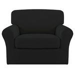 Easy-Going 2 Pieces Couch Covers Couch Stretch Chair Slipcover Proof Fitted Furniture Protector Spandex Sofa Chair Cover Washable Furniture Protector for Pets, Kids (Small, Black)