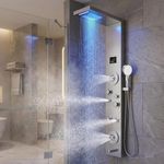 B Backline Shower Panel 7 in 1 With 5 Function Handshower | Multifunction Shower System With LED Rainfall Shower, Hot & Cold Water Adjustable, Massage Spray & Water Spout