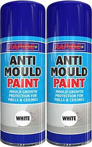 Q&H 400ML Anti Mould Spray White Matt Paint Molds Killer - Treat Damp Walls Black Stain Removal Paints Stop Moulds Growth - Protect Wall & Ceiling Fungus Algae Basements, Bathrooms, Kitchen (2)