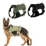 Wagably K9 Tactical Dog Harness - 5-Point Adjustable with Heavy-Duty Handle, No-Pull Vest for Large Dogs - Patch-Ready, Military Style - Ideal for Training, Hunting, and Walking (Green, Medium)