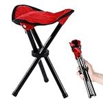 HZSZJMN Folding Camping Chair Outdoor Tripod Stool Lightweight Portable Chair Small 3-Legged Canvas Chair for Hiking Camping Fishing Picnic Beach BBQ Travel (Red)