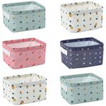 JSJSYO 6 Packs Fabric Storage Bins Foldable Cube Storage Baskets Collapsible Resistant Fabric Shelf Box Organiser Waterproof for Desk Storage,Bathroom, Makeup, Books, Nursery, Playroom (B-7.7''x6.7''x3.5'')