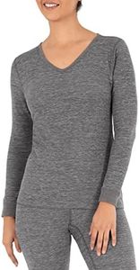 Fruit of the Loom Women's Micro Waffle Thermal V-Neck, Smoke Heather, 4X-Large