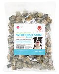 Healthy Hounds Fish Skin Dog Treats - 1 kg - Natural Grain Free Cod & Haddock Dried Whitefish Skins for Dogs - Low Fat & Rich in Omega 3 - Regular Cubes