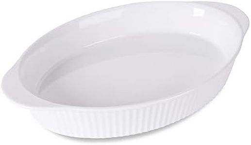 LEETOYI Porcelain 9x13 Large Oval Au Gratin Pans,Baking Dish for Servings, Bakeware with Double Handle for Kitchen and Home (White)