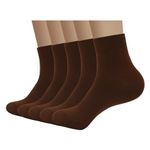 SERISIMPLE Viscose Bamboo Men sock Breathable Sock Quarter Thin Ankle High Sock Comfort Cool soft Sock 5 Pairs (US, Alpha, Large, Regular, Regular, Brown)