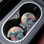 Car Cupholder Coaster Absorbent 2 Pack Cute Hawaiian Funny Fun Trendy Cartoon Design Rubber New Automotive Cup Holder Decal Decor Accessories for Women Men BD336