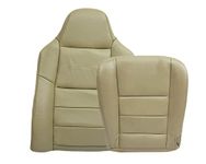 Auto Seat Replacement 2003 2004 2005 2006 2007 Ford F250 F350 Lariat Crew Cab Leather Seat Cover Replacement, F250 F350 Leather Replacement Seat Cover (Driver Bottom & Top, Medium Parchment (Tan))