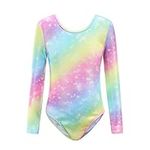 Sinoeem Gymnastics Leotards for Girls Gradient Color Sparkle Dance Leotard Long Sleeve/Sleeveless Dancewear Girls Leotards Athletic Ballet Dance Dress Kids 3-12 Years