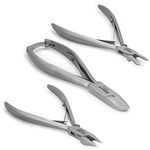 Nail Clippers by Blizzard, 3-Piece German Forged Podiatry Tool Kit, Concave, Arrow and Flame Nippers for Thick and Ingrown Toe Nails - Hospital Grade…