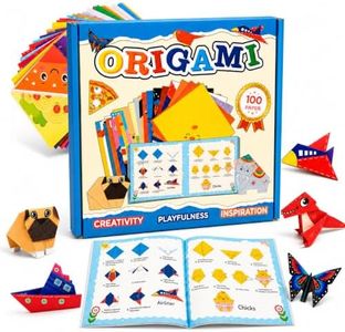 LMCIKYO Origami Kit for Kids Ages 5-8 8-12, 100 Sheets Colored Origami Paper - 45 Double-Sided Animal Patterns with Instruction Manual & Video Guide, Travel Game Activity, Gift for Boys Girls