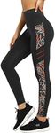 Yvette Printed Workout Leggings for Women High Waisted Yoga Pants with 2 Pockets Non See-Through Tummy Control, Orange Printed, 4XL