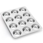 P&P CHEF Muffin Pan Cupcake Baking Pan, 12 Cups Muffin Tin Tray, Stainless Steel Muffin Top Pans for Baking Cake Muffin Tart Quiche, Oven & Dishwasher Safe, Non-toxic & Durable