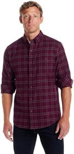 Weatherproof Vintage Mens Casual Soft Brushed Plaid Button-Down Flannel Shirt Red Plum