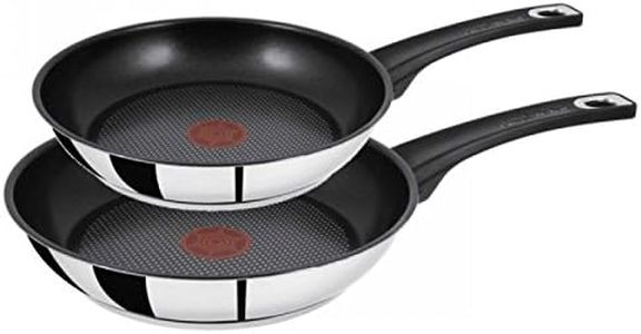 Tefal Jamie Oliver 2 Stück Edelstahl Bratpfannen 20 cm und 26 cm, induktionsgeeignet