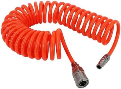 AcbbMNS 6M/19.7Ft Coil Air Compressor Hose Polyurethane Recoil Hose 5mm ID X 8mm OD PU Tube with Male and Female Quick Connectors