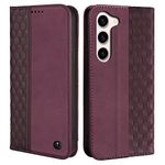 Wallet Case for Samsung Galaxy S23 5G Premium PU Leather Case with Card Holder Strong Magnetic Stand Flip Folio Soft Shell Wallet Phone Cover 6.1-inch, Wine red