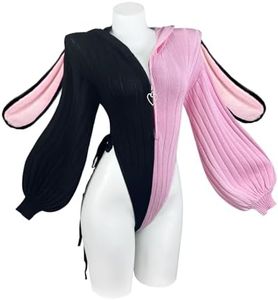 KORURACLUB Cosplay Sexy Bunny Outfit Cosplay lingerie for women Animal Costumes Bunny Bodysuit (Black Pink, XS-M)